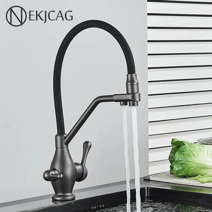 DecorBites™ Gun Gray Kitchen Faucet Drinking Pure Water Tap Hot Cold Dual Handle