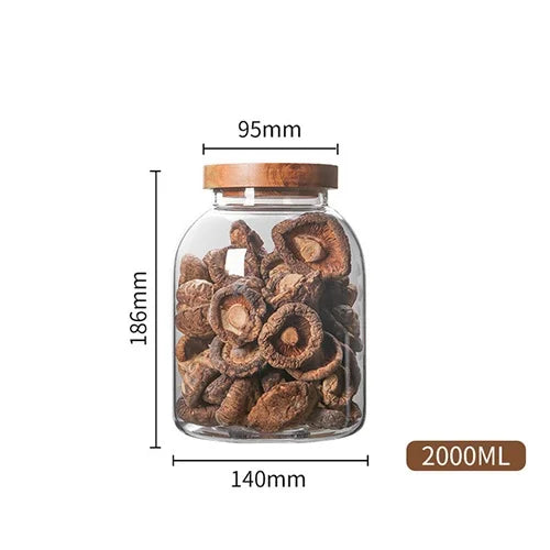 Tarros de cristal DecorBites™ de 3 litros para cocina con tapa hermética de acacia - Juego de 2 | Recipientes versátiles para almacenar alimentos
