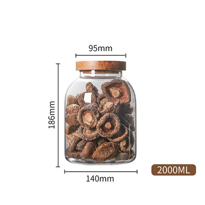 Tarros de cristal DecorBites™ de 3 litros para cocina con tapa hermética de acacia - Juego de 2 | Recipientes versátiles para almacenar alimentos
