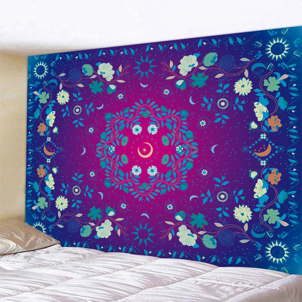 Decobites Psychedelic Butterfly Sun Moon Tapestry for Bohemian Bedroom Wall Decor