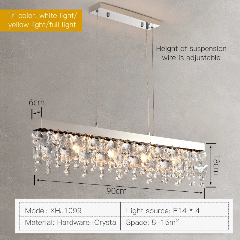 DecorBites™ Crystal Chandelier: Modern Nordic LED Living Room Lamp