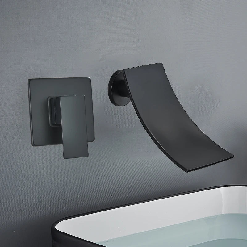 DecorBites™ Gold Waterfall Wall Mount Faucet for Bathroom Basin Mixer Tap