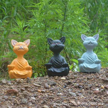 DecorBites™ Black Buddha Cat Figurine Meditation Yoga Collectible - Home Decor Art Sculpture