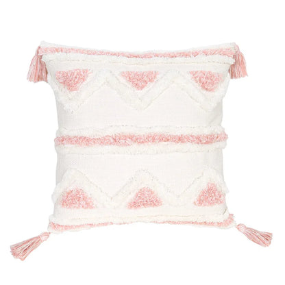DecorBites™ Boho Pink Geometric Tufted Tassel Pillow Covers 30x100cm - Decorative Double Pillows