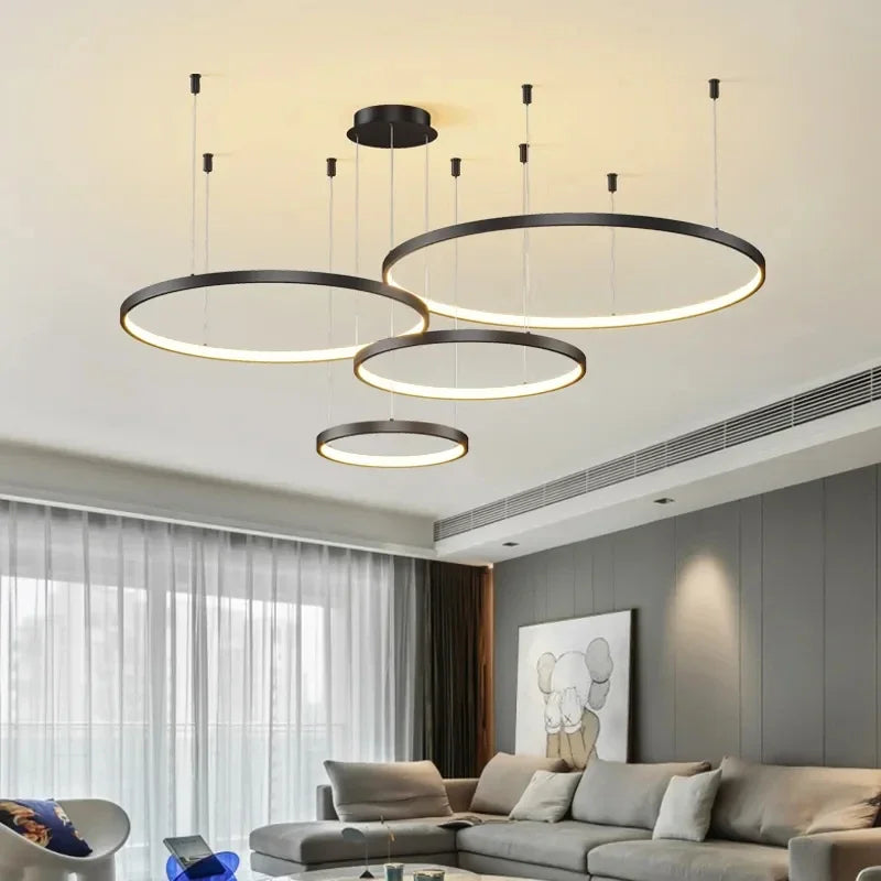 DecorBites™ Acrylic LED Ring Pendant Light Modern Minimalist Art Decor Chandelier