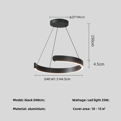 Lámpara colgante tipo araña LED negra DecorBites™ para vestíbulo, escaleras o bar; lámpara colgante minimalista para interiores.