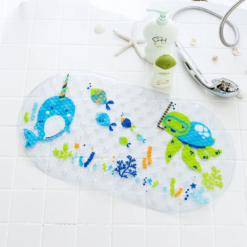 Decobites Cartoon Non-Slip Bathroom Mat with Suction Cup for Child Bathtub Eco-Friendly