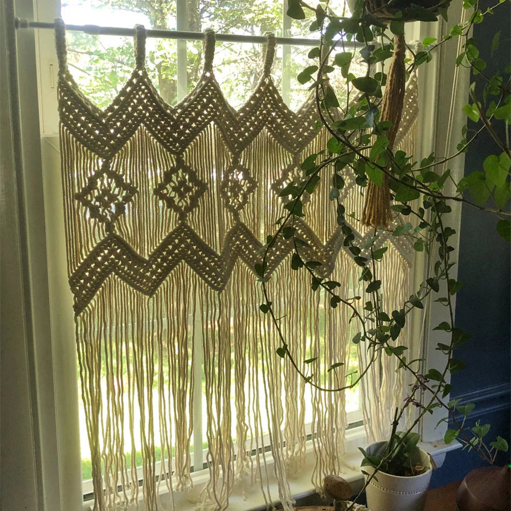 Decobites Macrame Bohemian Door Curtain Tassel Window Tapestry Wall Hanging Decor