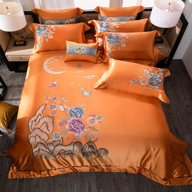 Juego de cama DecorBites™ 200S de algodón egipcio bordado - Tamaño Queen/King