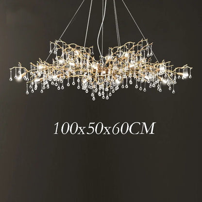 DecorBites™ Gold Crystal Chandelier: Modern LED Luxury Lighting for Living Room Villa