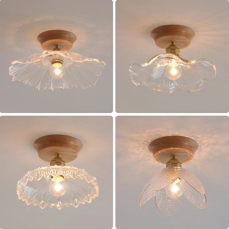 DecorBites™ Glass Wood LED Ceiling Light Modern Ceiling Lamp