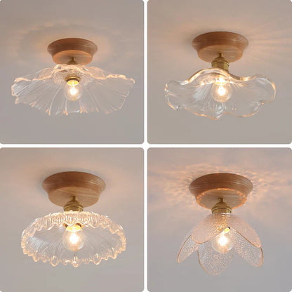 DecorBites™ Glass Wood LED Ceiling Light Modern Ceiling Lamp