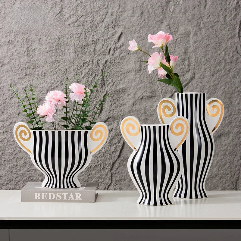 Decorbites™ Geometrische Fransen-Keramikvase Vintage-Kessel Heimdekoration-Zubehör