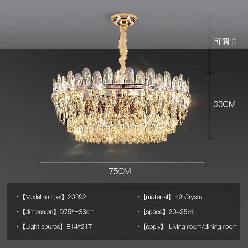 DecorBites™ Crystal Chandelier Light: Modern LED Living Room Dining Bedroom Luxury
