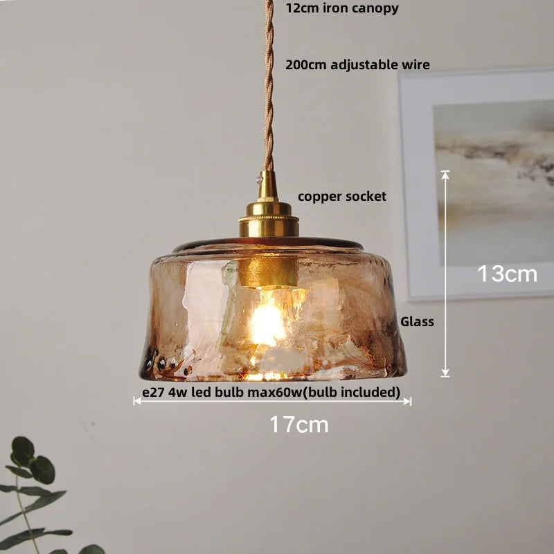DecorBites™ Amber Glass LED Pendant Lamp with Adjustable Wire for Dining Room and Kitchen