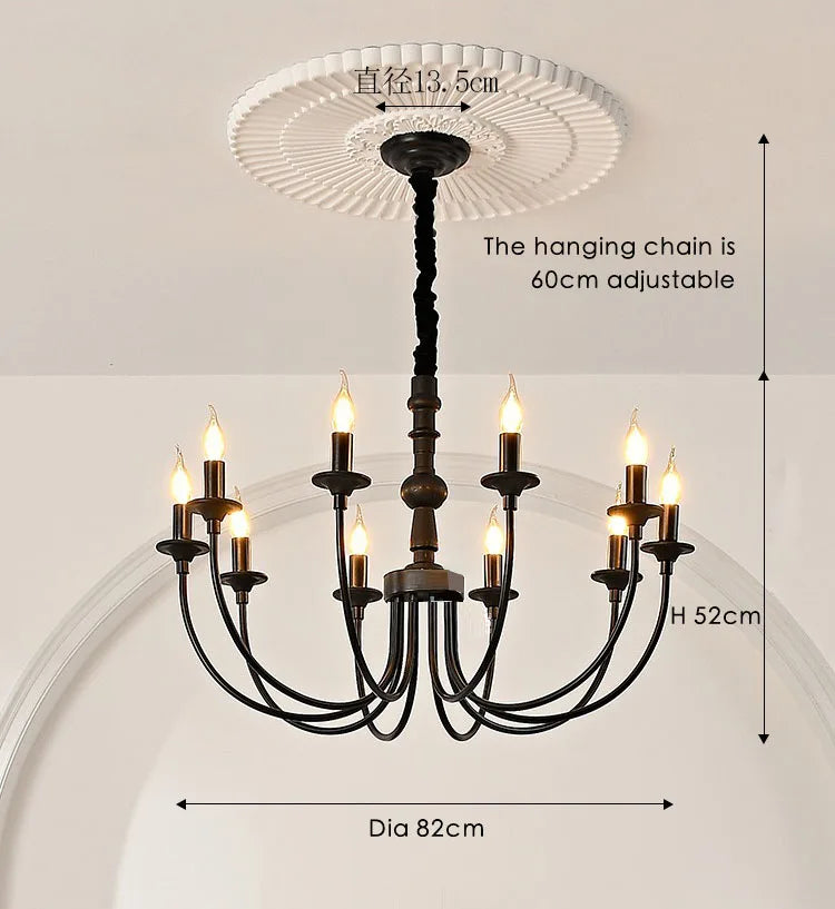 DecorBites™ Black Metal Chandelier 8 Heads Pendant Lights for Home Decor