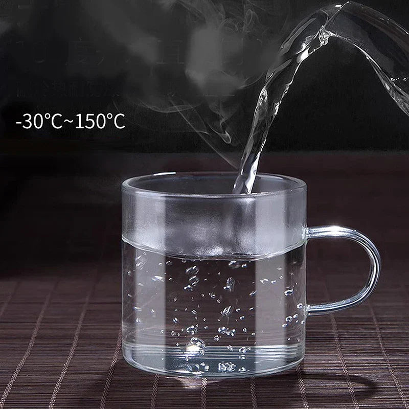 Juego de tazas de café con mango de vidrio color plata moderno y cristalería para comedor