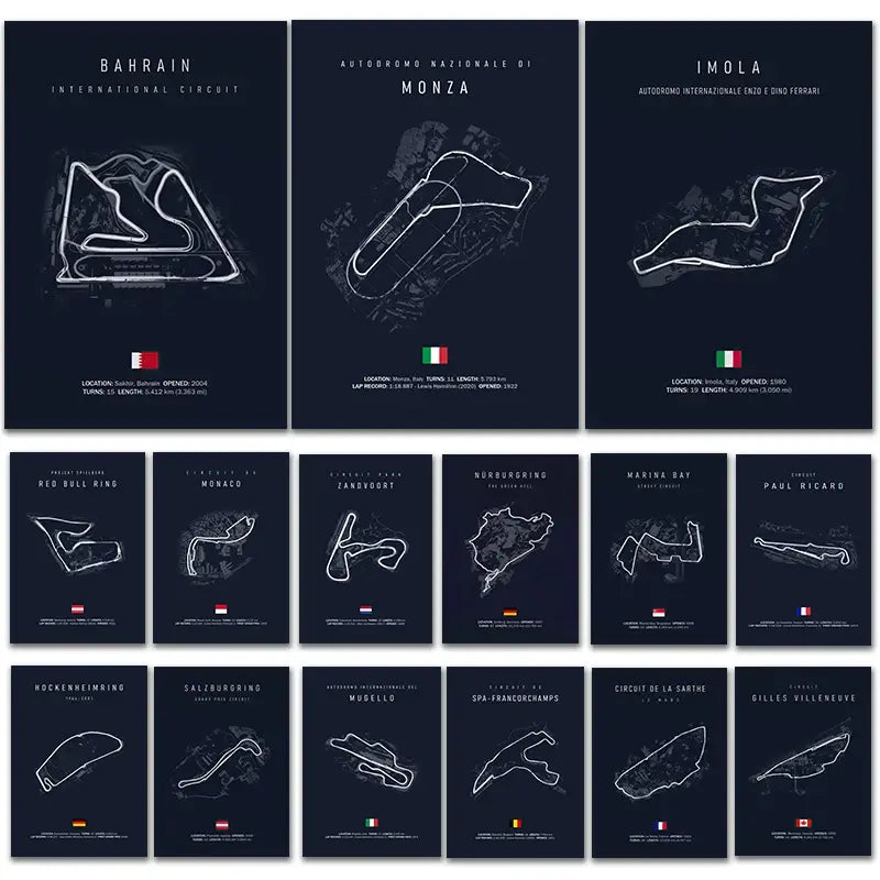 F1 Race Track Canvas Painting Wall Art