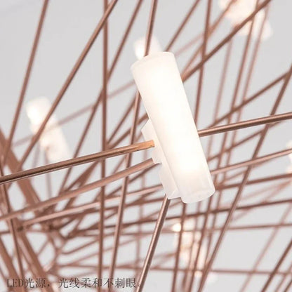 Lámpara de araña redonda LED de lujo DecorBites™ con alambre de hierro para sala de estar y comedor