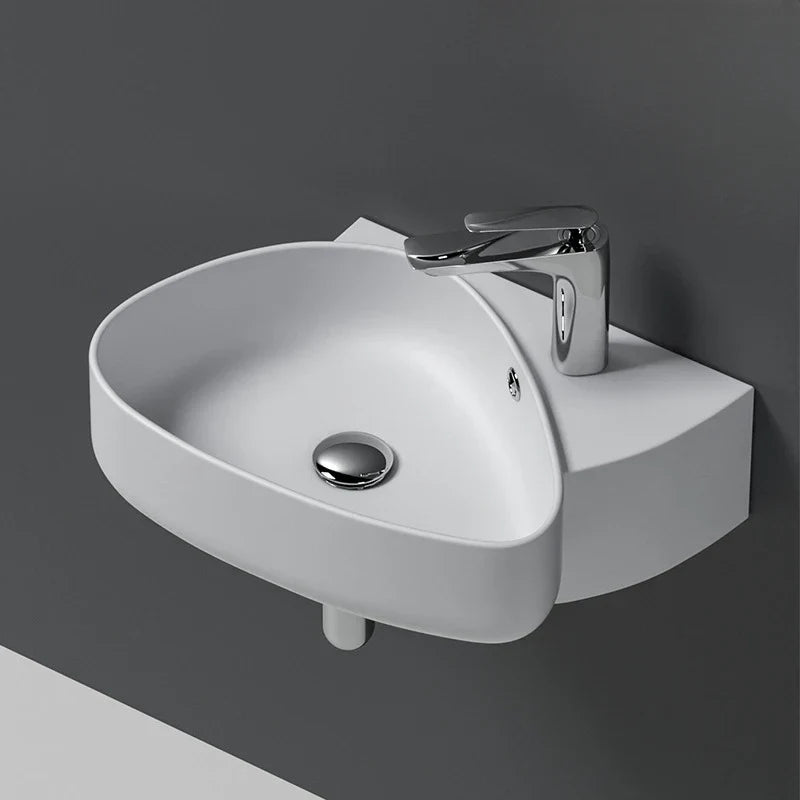 DecorBites™ Ceramic Wall Mounted Wash Basin White 500x355x160mm