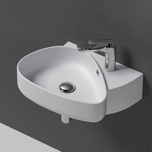 DecorBites™ Ceramic Wall Mounted Wash Basin White 500x355x160mm