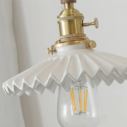 DecorBites™ Ceramic Walnut Wood LED Pendant Light Fixture for Dining Room and Home Decor