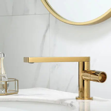 DecorBites™ Brushed Gold Basin Faucet: Single Handle Brass Bathroom Mixer Tap