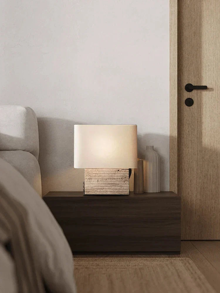 Decorbites™ Große Braune Steinformige Stoff-Tischlampe für die Heimdekoration im Wohnzimmer oder Schlafzimmer