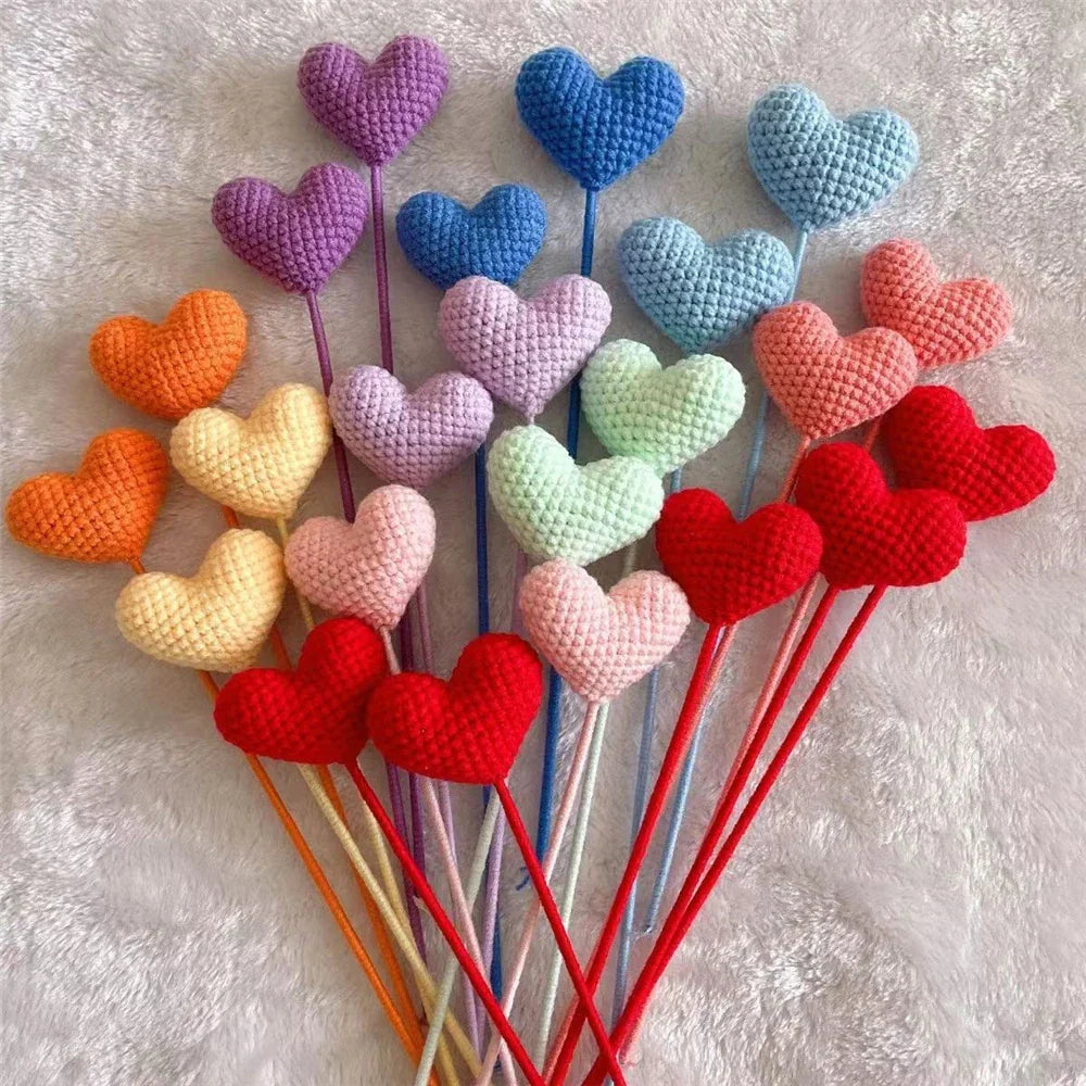 Ramo de Flores de Ganchillo en Forma de Corazón Decorbites™ - Decoración Manual para Bodas, Hogar y Regalo Familiar