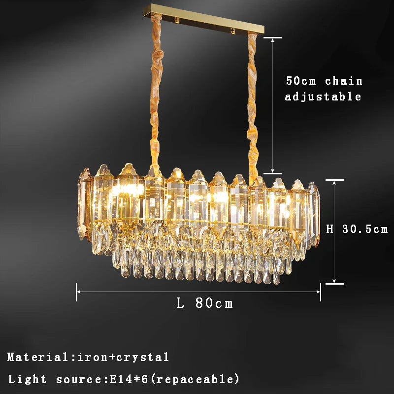DecorBites™ Gold Amber Crystal Chandelier Lights Modern Room Decor Hanging Lamp