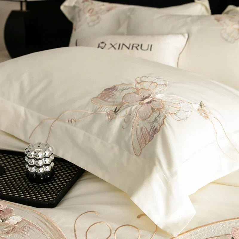 Butterfly Embroidery Cotton Bedding 800TC Queen