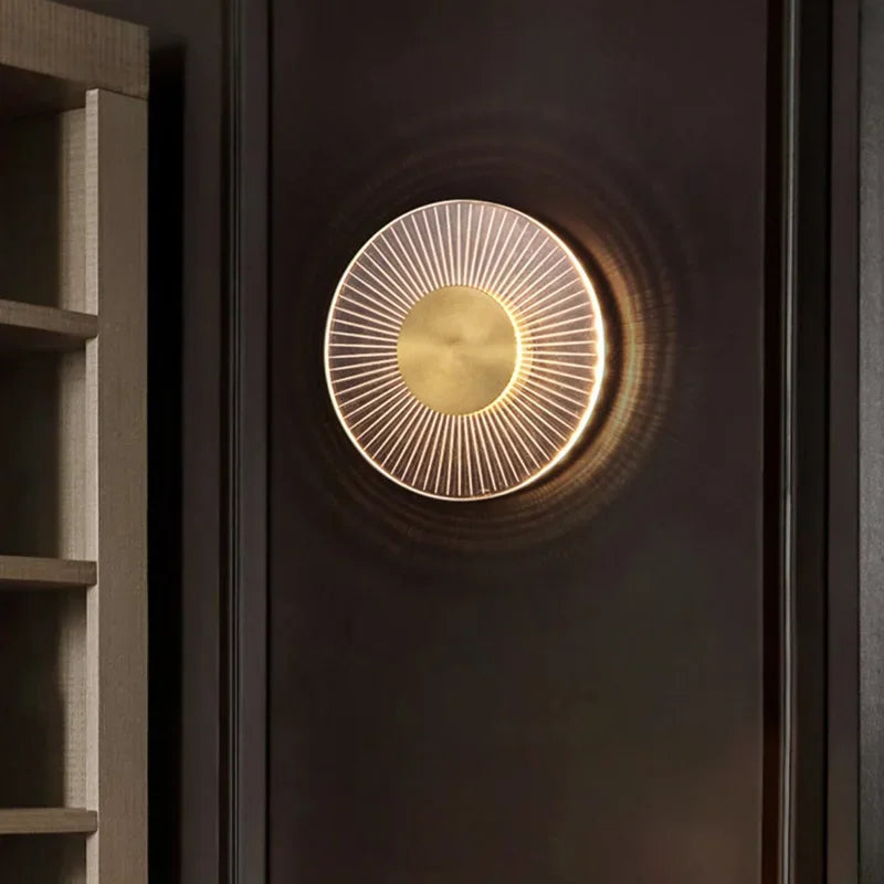 DecorBites™ Gold LED Round Wall Lamp for Elegant Indoor Lighting