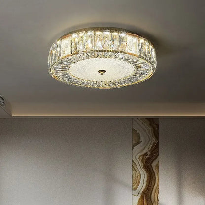 DecorBites™ Golden Crystal Ceiling Chandelier: Modern Luxury LED Light Fixture for Living Room