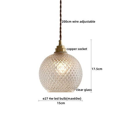 DecorBites™ Japanese Style LED Pendant Lamp Copper Glass Hanging Light Fixtures