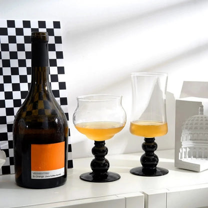 DecorBites™ Glass Beaded Stem Coffee Mug 13oz - Nordic Style Cocktail Cup Ice Cream Yogurt