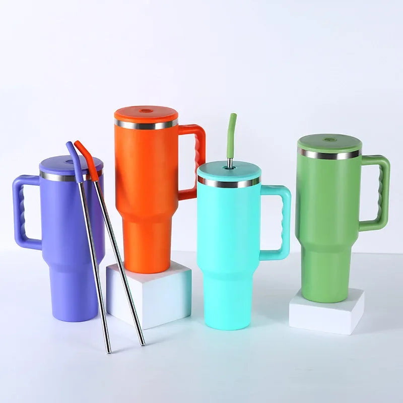 كوب DecorBites™ 40 أونصة من الفولاذ المقاوم للصدأ مع زجاجة حرارية للقهوة والسفر