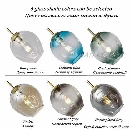 DecorBites™ Glass Branch Ceiling Chandelier with Multi Color Lampshades