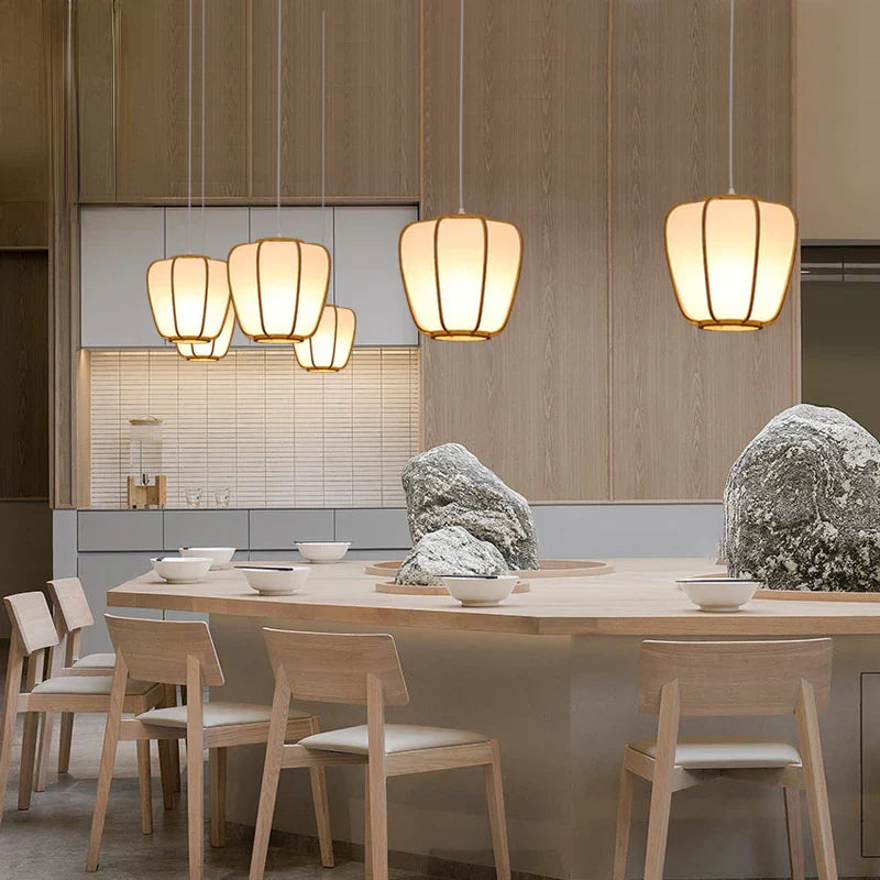 DecorBites™ Bamboo Pendant Lamp: Japanese Zen Tea Room Hanging Light for Home Decor