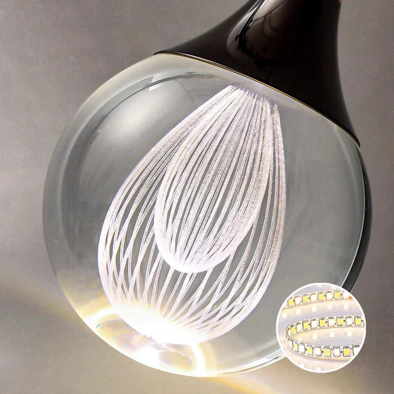 DecorBites™ Crystal Chandelier Stair Pendant Lamp Living Room Interior Lighting