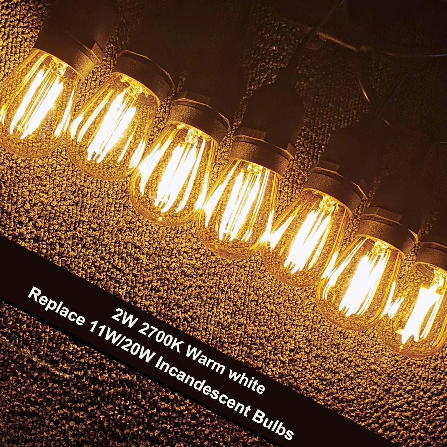 DecorBites™ Amber Plastic Bulbs: Waterproof 2700K LED E27 String Light for Patio Outdoor Decor