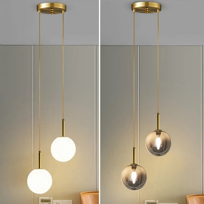 Nordic Glass Globe Pendant Light in White or Smoke Gray