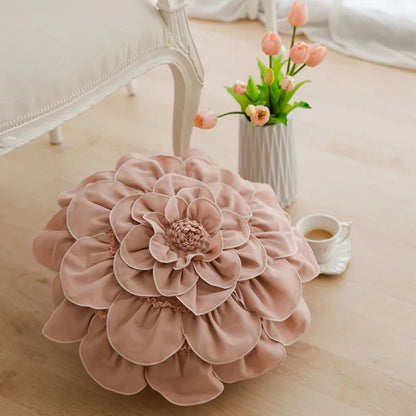 وسائد ديكوربايتس™ ثلاثية الأبعاد بنقشة زهور - وسائد بتلات بيضاء لديكور المنزل بمقاس 50×50 سم