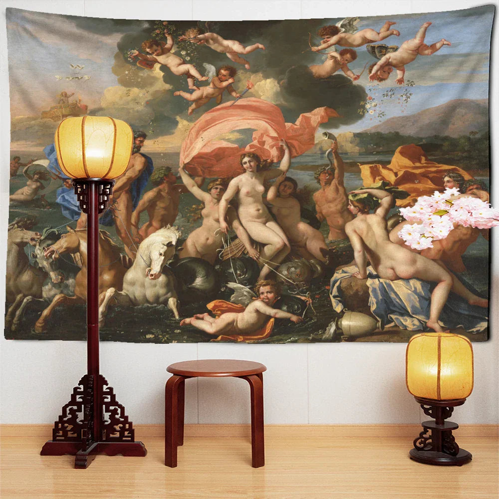 ديكور بايتس™ - لوحة زيتية ضبابية من تصميم الملائكة والجمال، معلقة على الحائط لتزيين الغرفة