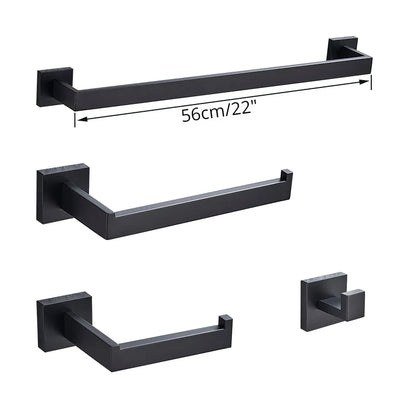 مجموعة إكسسوارات الحمام السوداء DecorBites™: خطاف رداء، سكة مناشف، رف، حامل ورق