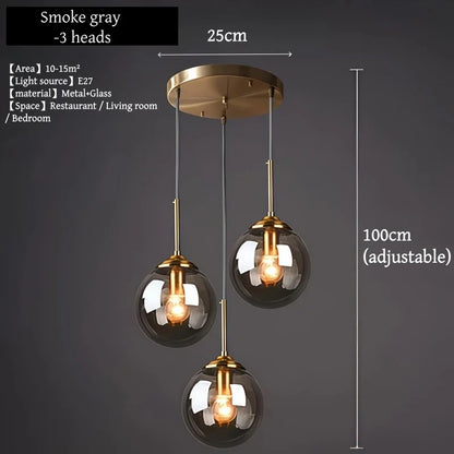 Nordic Glass Pendant Light With Polished Steel Finish