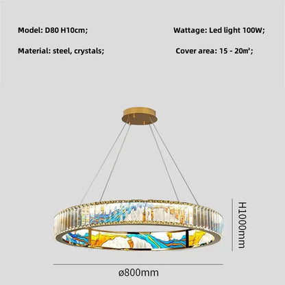 DecorBites™ Circle Steel LED Pendant Chandelier, Modern Dimmable Lighting for Living Room Home Decor