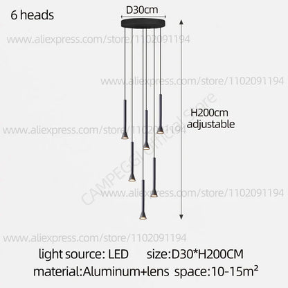 DecorBites™ Horn-Shaped Nordic Pendant Lamp for Modern Living Room and Staircase