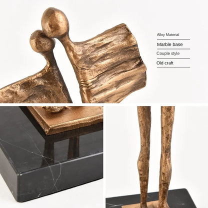 تمثال زوجين من الحديد المصبوب المجرد من DecorBites™ لديكور المنزل ولسعادة العائلة