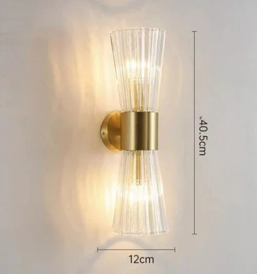 DecorBites™ Gold Crystal Glass Wall Sconce Light Fixture for Luxury Bedroom Decor