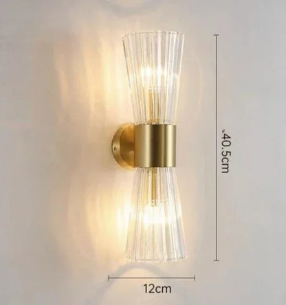 DecorBites™ Gold Crystal Glass Wall Sconce Light Fixture for Luxury Bedroom Decor